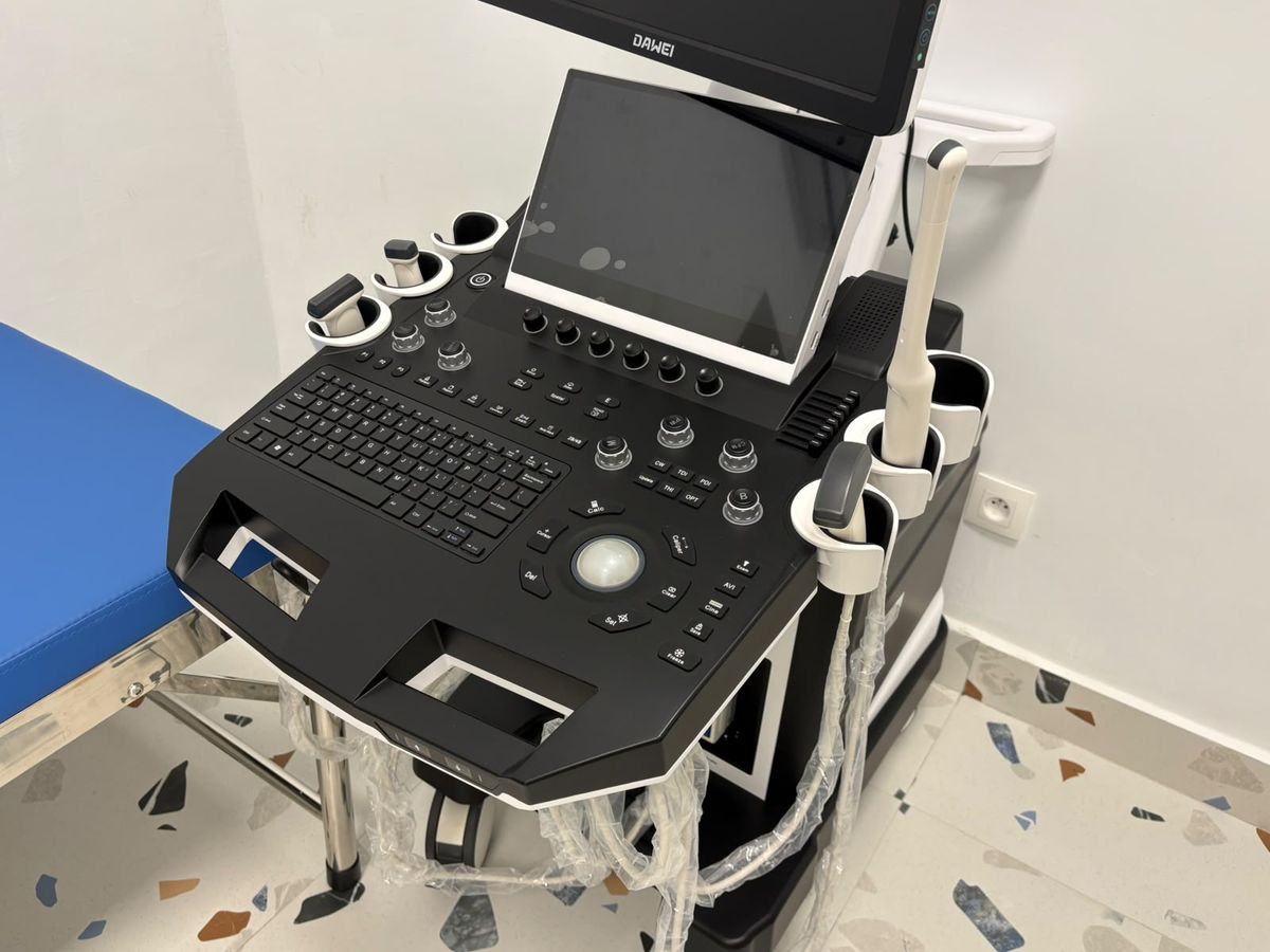 An ultrasound machine in an examination room