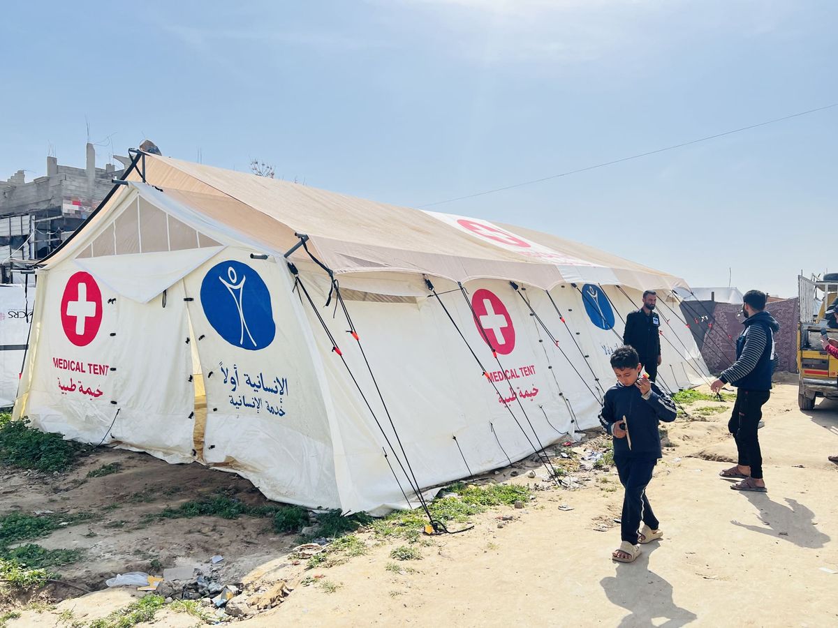 A medical tent providing care in Gaza