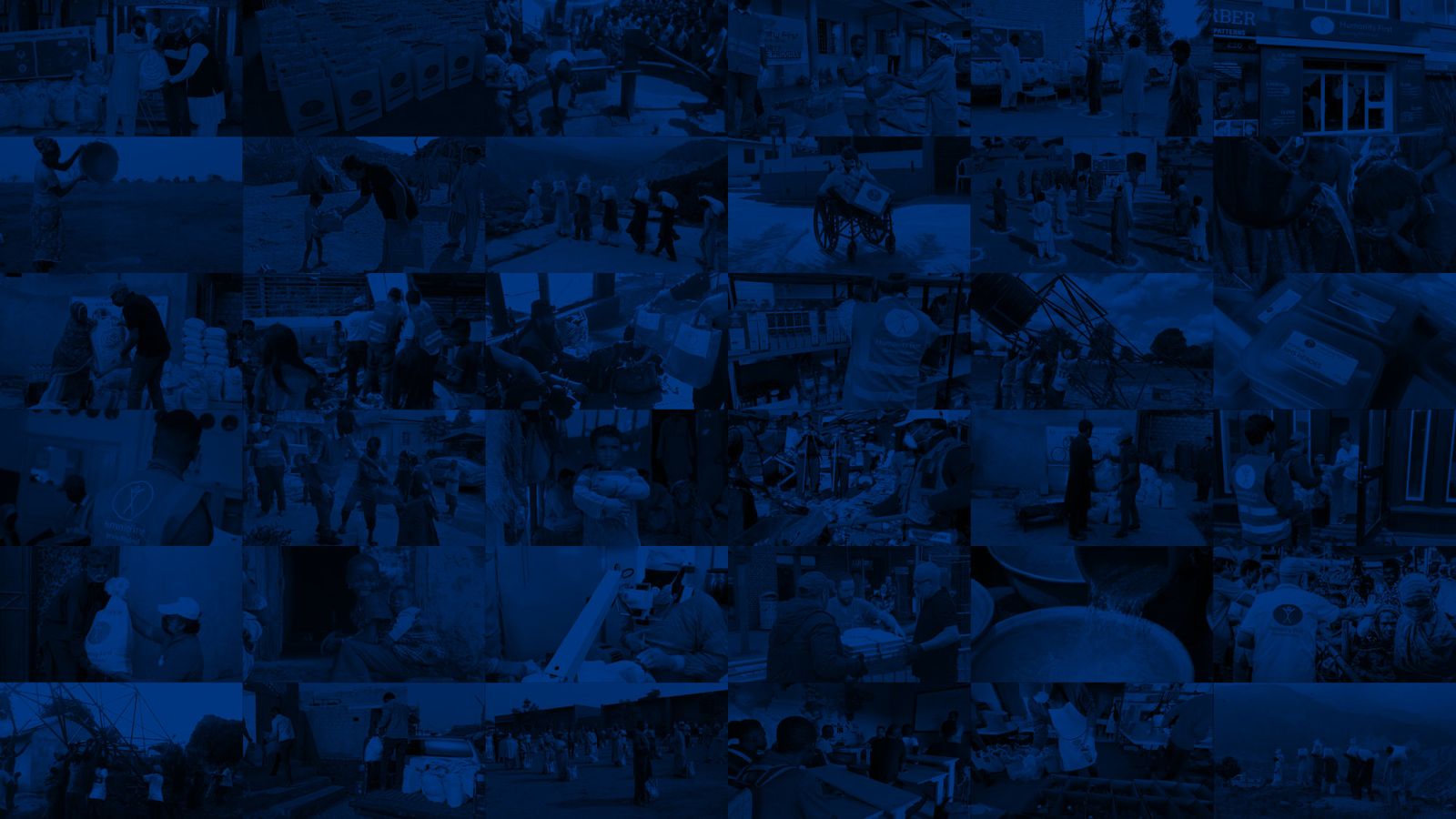 A collage of Humanity First UK's humanitarian work