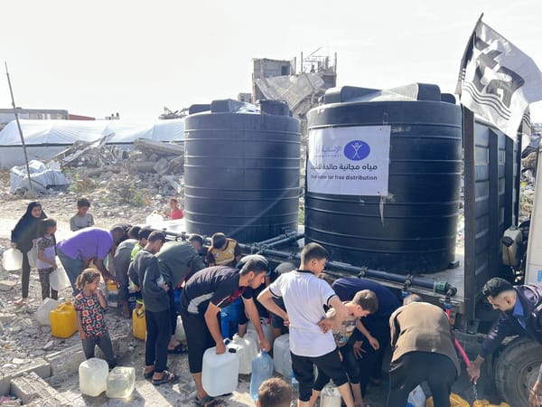 Clean water being distributed in Gaza