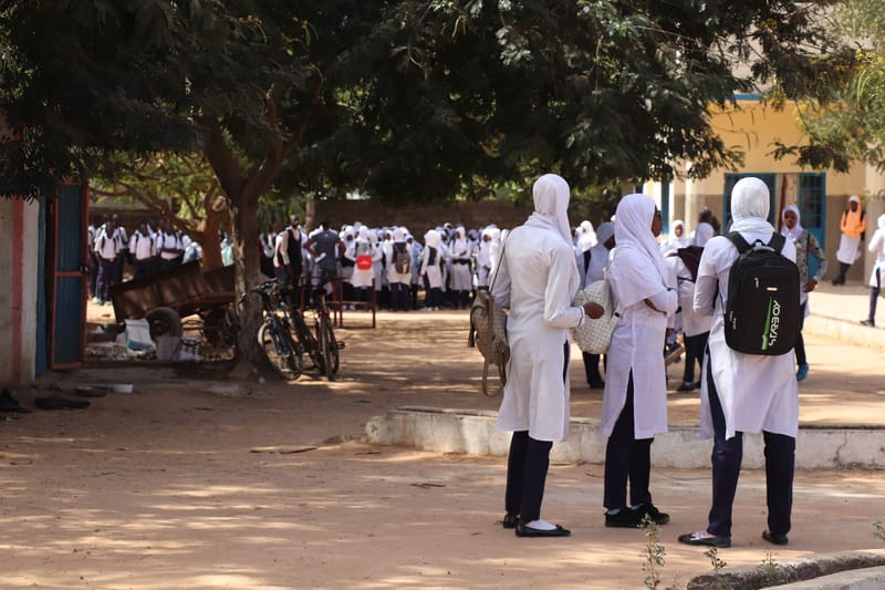 Masroor Senior Secondary School students outside