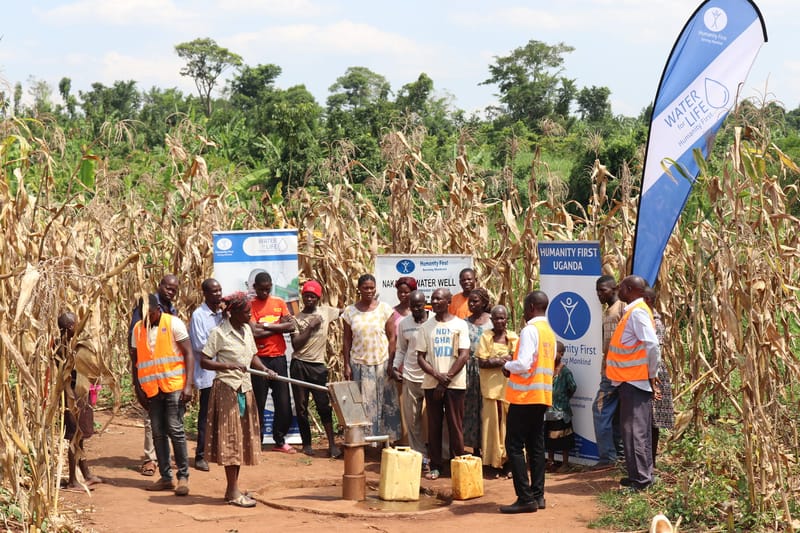 A newly completed Humanity First UK water well