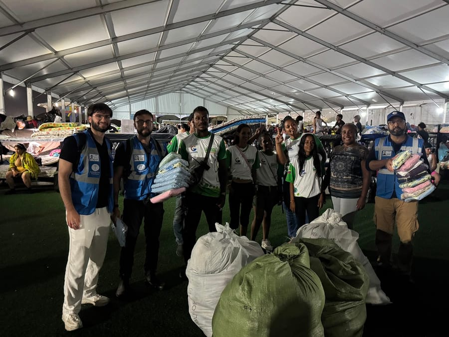 Bedding delivered to a displacement camp in La Guaira